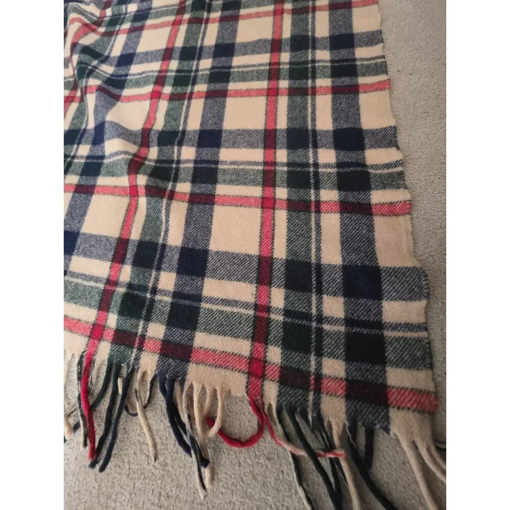 Pendleton Green Plaid Fringe Made In USA Virgin Wool Blanket 64x52 in VTG